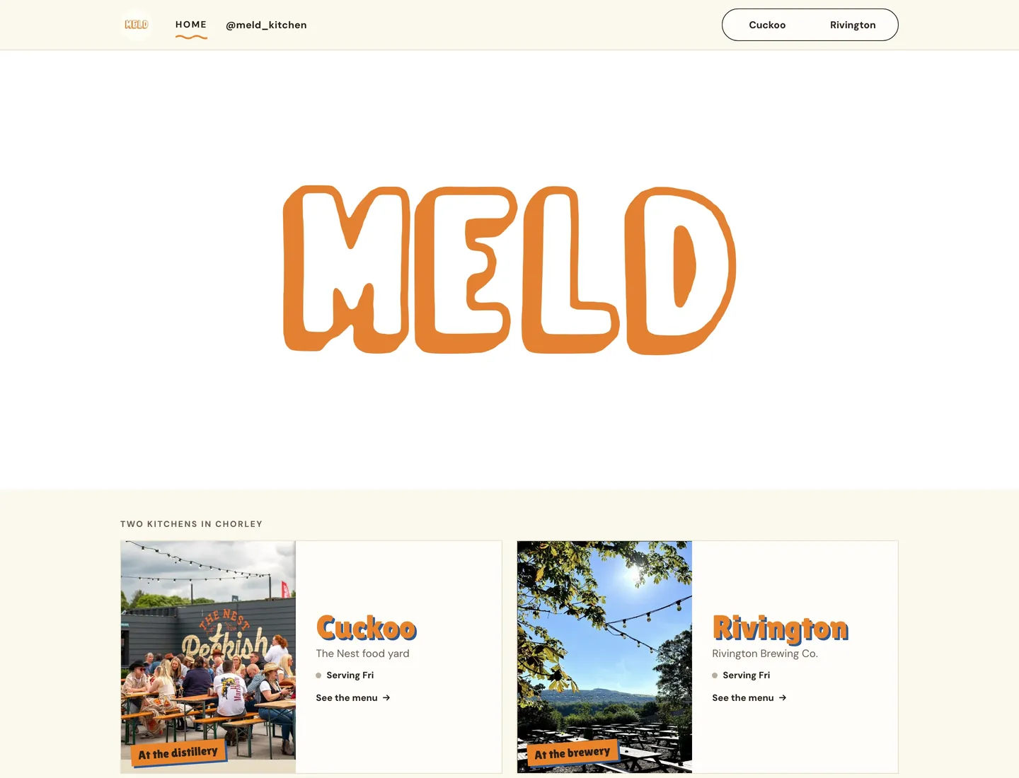 The Meld website’s home page on a laptop